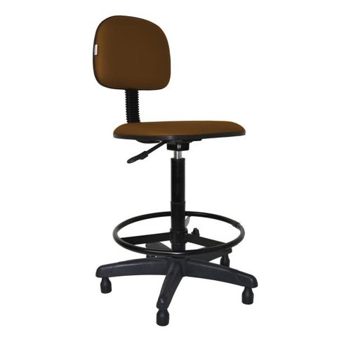 Cadeira Caixa Secretaria Polo - Couro Sintetico Corano - Marrom