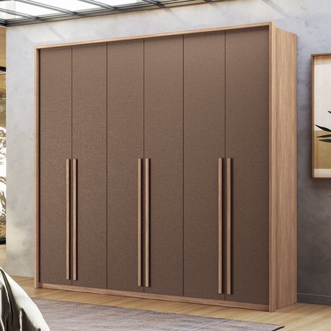 Guarda Roupa Genova 06 Portas 4 Gavetas MDP Marrom/Wood/Terracota