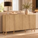 Ver imagem 1 de Aparador Buffet com 4 Portas Retrô 123cm Multimóveis MP1910 Madeirado/Natural