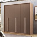 Ver imagem 1 de Guarda-Roupa 06 Portas 4 Gavetas com Espelho MDP Genova Marrom/Wood/Terracota