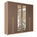 Ver imagem 4 de Guarda-Roupa 06 Portas 4 Gavetas com Espelho MDP Genova Marrom/Wood/Terracota