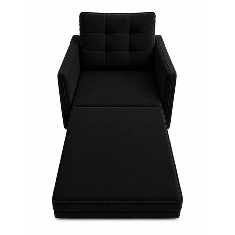 Poltrona Cama Solteiro 2 em 1 Conforto, Elegância Veludo:Preto