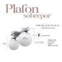 Ver imagem 2 de Painel Plafon Sobrepor de Teto Deluxe Duplo Jabuticaba Titanio com Globo Vidro Fosco 10cm