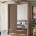 Ver imagem 1 de Guarda-Roupa 02 Portas de Correr 4 Gavetas MDP Volpe Marrom/Wood/Terracota