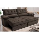 Ver imagem 1 de Sofá Retrátil e Reclinável 2,40m com Molas e Espuma D33 Thunder Velusoft Café Cama Inbox
