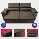 Ver imagem 5 de Sofá Retrátil e Reclinável 2,40m com Molas e Espuma D33 Thunder Velusoft Café Cama Inbox