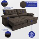 Ver imagem 2 de Sofá Retrátil e Reclinável 2,40m com Molas e Espuma D33 Thunder Velusoft Café Cama Inbox