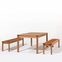Ver imagem 2 de Conjunto Sala de Jantar 1 Mesa 2 Bancos 180cm Laranja/Jatobá