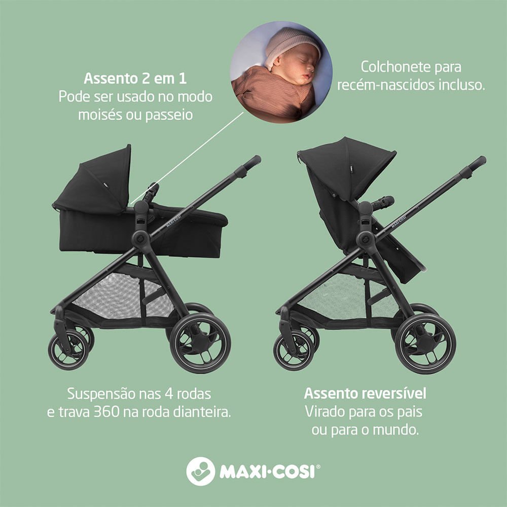 Carrinho Travel System Anna³ Maxi-Cosi Trio com Base - Cinza - 11