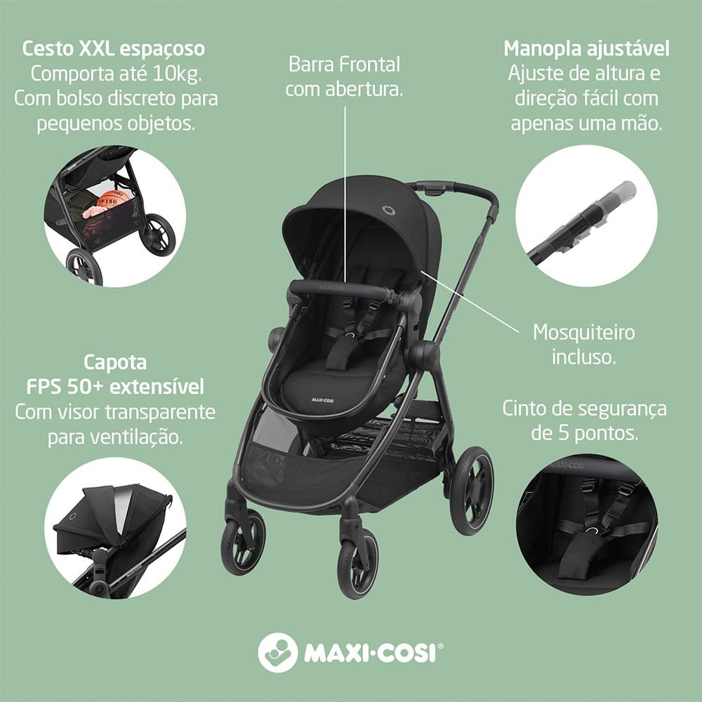 Carrinho Travel System Anna³ Maxi-Cosi Trio com Base - Cinza - 10