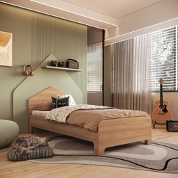 Cama Infantil em Mdf 15mm com Cabeceira Casinha 193cm X 95cm Dylan - 1