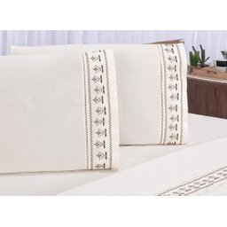 Jogo Lençol Casal Queen 400 Fiosbordado Tulipa Palha 4 Peças - 2
