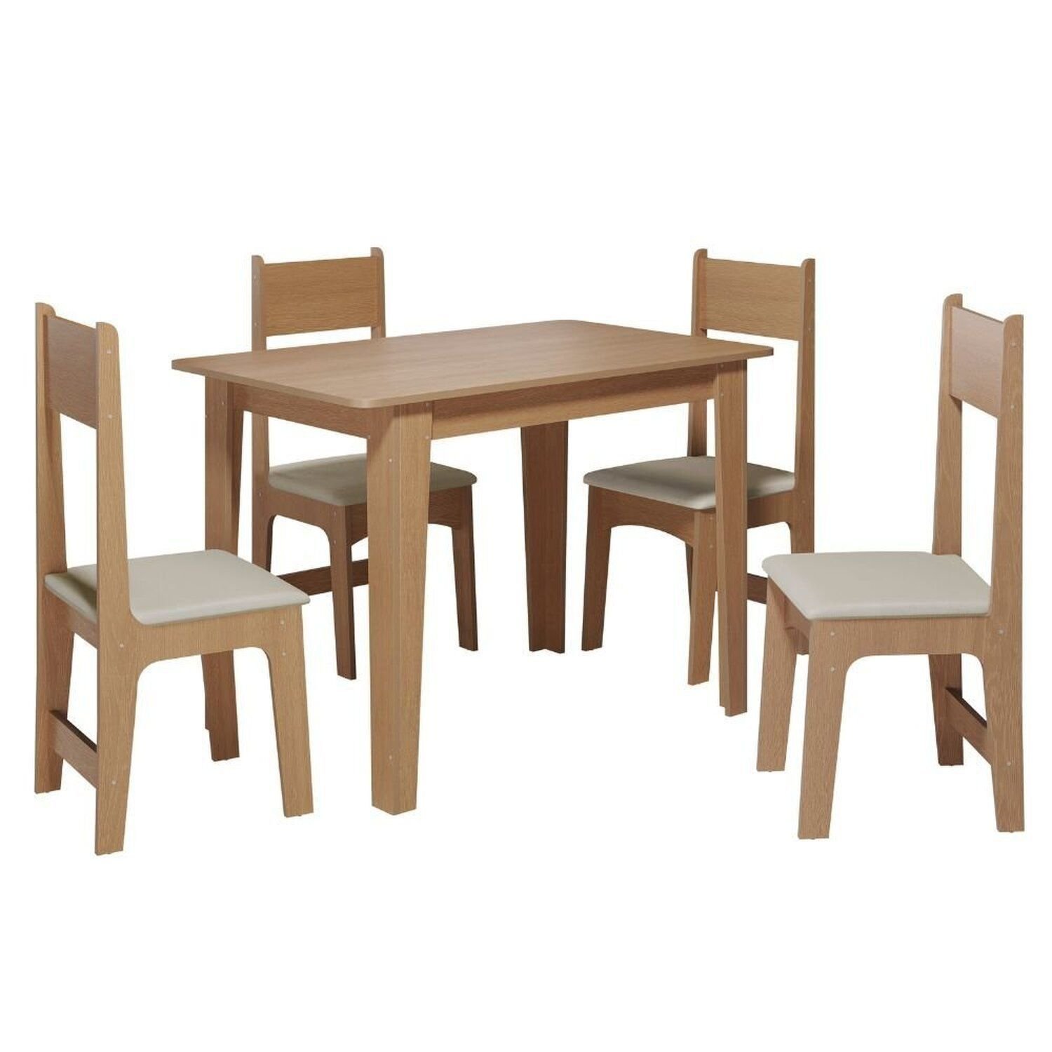 Conjunto de Jantar 4 Lugares com Mesa Retangular Tampo MDF 1,10m e 4 Cadeiras Delta Nicoli  - 2