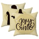 Ver imagem 1 de Kit 3 Capas Almofadas Jesus Cristo Salvador 45x45 Id Decor Natal
