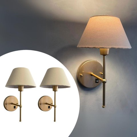 Kit 2 Arandelas de Parede Clássica com Interruptor e Cúpula Preta Ref 16 Decoração Casa Sala Quarto