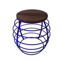 Ver imagem 1 de Banco Redondo Várias Cores Base De Ferro E Tampo De Madeira De Demolição - Azul Del-Rey