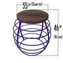 Ver imagem 2 de Banco Redondo Várias Cores Base De Ferro E Tampo De Madeira De Demolição - Azul Del-Rey