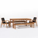 Ver imagem 2 de Conjunto 2 Bancos 2 Cadeiras 1 Mesa 180cm - Varanda Coberta/Área Gourmet Traço Preto/Stain Jatobá/Co
