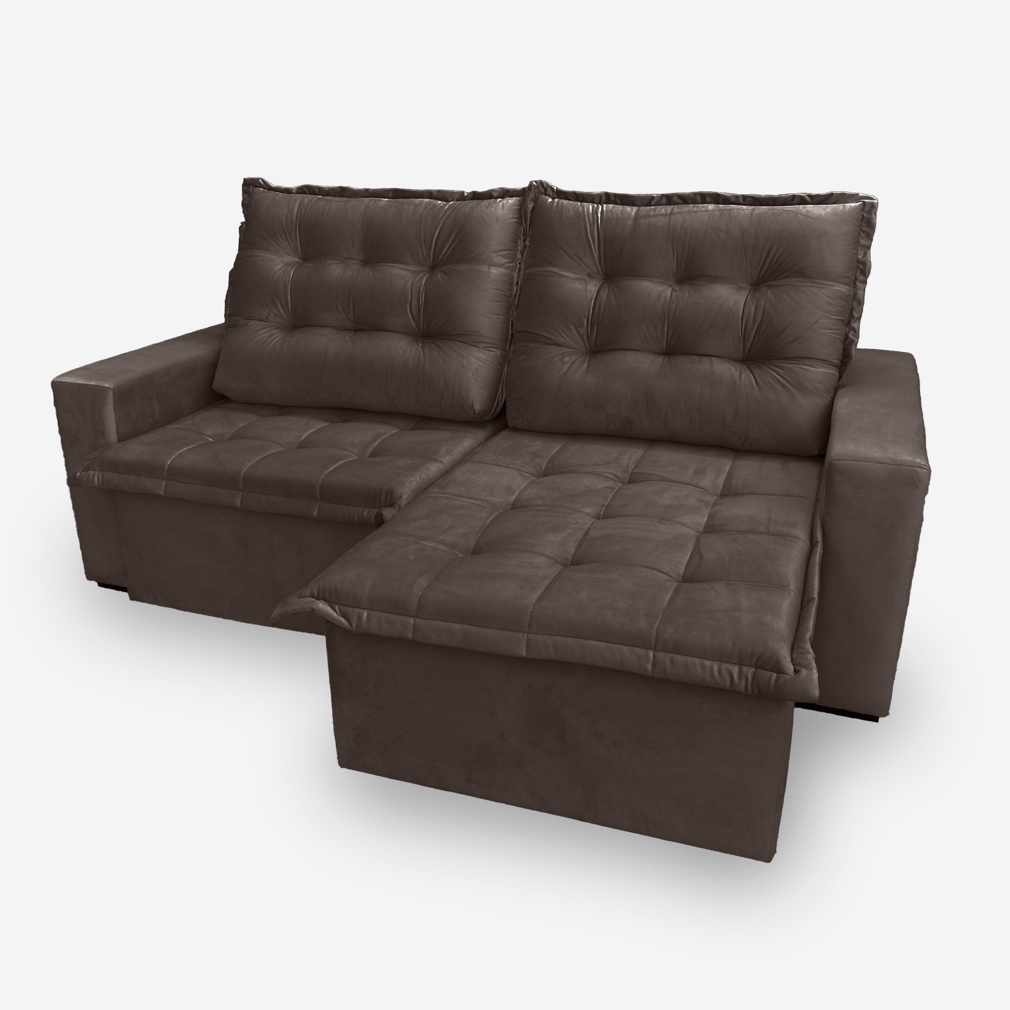 Sofá MOSCOW 5 Lugares 2,70 metros Veludo 17 Chocolate MadeiraMadeira