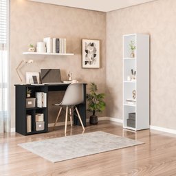 Conjunto com 1 Mesa Escrivaninha 3 Nichos Veneta e 1 Estante Modular 4 Nichos Delta - 1