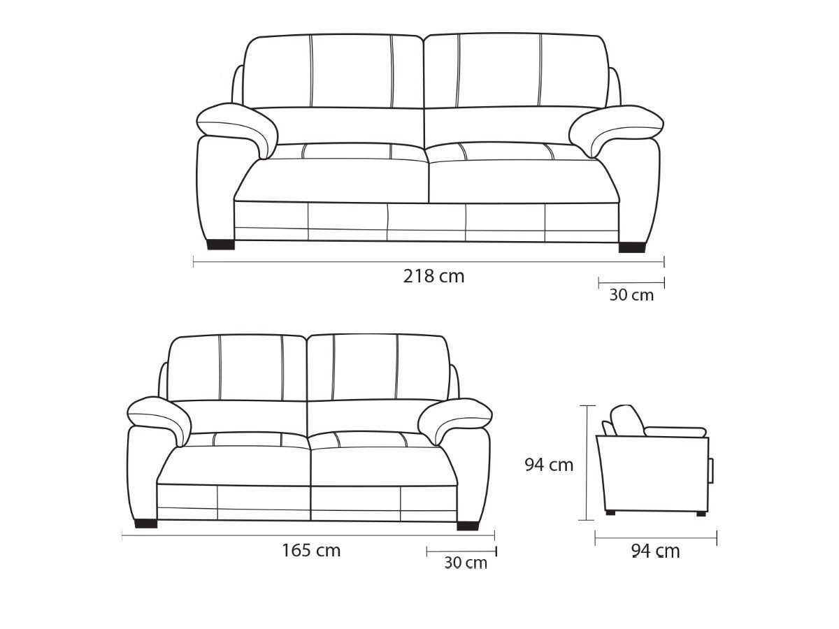 Conjunto Sofá de Couro Tasmania 3 e 2 Lugares Preto Iguana