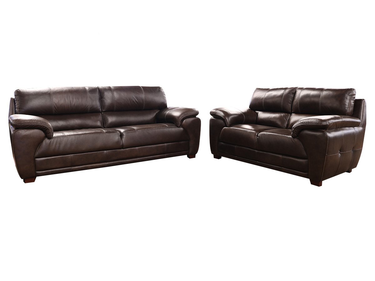 Conjunto Sofá de Couro Tasmania 3 e 2 Lugares Preto Iguana