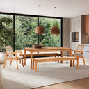 Ver imagem 1 de Conjunto com 2 Bancos, 2 Cadeiras com Braço e 1 Mesa 180cm Traço Marrom/Stain Jatobá/Areia