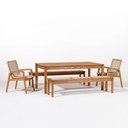 Ver imagem 2 de Conjunto com 2 Bancos, 2 Cadeiras com Braço e 1 Mesa 180cm Traço Marrom/Stain Jatobá/Areia