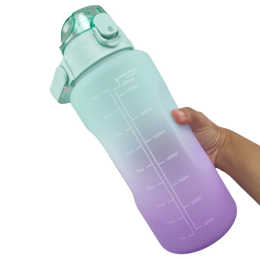 Garrafa Com Horario Frase Motivacional 2 Litros Agua Squeeze Horas Academia Treino Estudo Aula Traba - 8