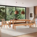Ver imagem 1 de Conjunto 2 Bancos 2 Cadeiras 1 Mesa 180cm - Varanda Coberta/Área Gourmet Traço Marrom/Stain Jatobá/C