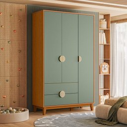 Guarda-Roupa Infantil 3 Portas e 2 Gavetas Kid em MDF - 1