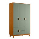 Ver imagem 2 de Guarda-Roupa Infantil 3 Portas e 2 Gavetas Kid em MDF Marrom/Cinamomo/Salvia