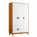 Ver imagem 2 de Guarda-Roupa Infantil 3 Portas e 2 Gavetas Kid em MDF Marrom/Cinamomo/Branco