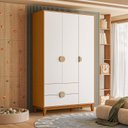 Ver imagem 1 de Guarda-Roupa Infantil 3 Portas e 2 Gavetas Kid em MDF Marrom/Cinamomo/Branco
