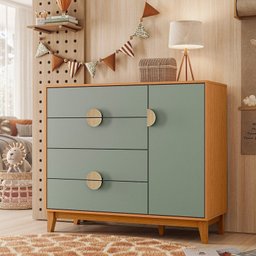 Cômoda Infantil 4 Gavetas e 1 Porta Kid em MDF - 1