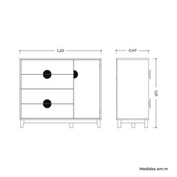 Cômoda Infantil 4 Gavetas e 1 Porta Kid em MDF - 5