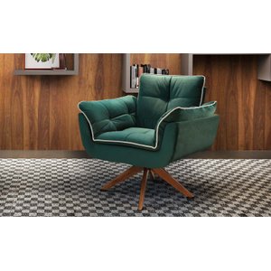 Poltrona Canadá Giratoria Base de Madeira