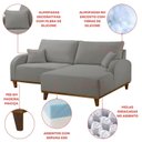 Ver imagem 4 de Sofá 2 Lugares com Chaise Lado Direito 185cm em Linho Mercúrio Cinza