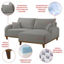 Ver imagem 4 de Sofá 2 Lugares com Chaise Lado Direito 185cm em Linho Mercúrio Cinza