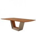 Ver imagem 1 de Mesa para Sala de Jantar Rubi 220cm Madeira Tampo Barril Laminado Moderna Mobilia