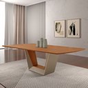 Ver imagem 2 de Mesa para Sala de Jantar Rubi 220cm Madeira Tampo Barril Laminado Moderna Mobilia