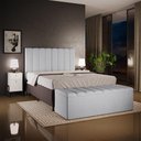 Ver imagem 2 de Kit Cabeceira Cama Box Casal King 195cm com Calçadeira Baú Dália W01 Linho Cinza - Lyam