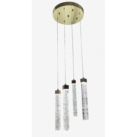Pendente Empire Dourado Cristal 4 Tubos Led 20W 30cm Bivolt PARIS LUZ