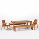 Ver imagem 2 de Conjunto com 2 Bancos, 2 Cadeiras com Braços e 1 Mesa 180cm Traço Laranja/Stain Jatobá/Ocre