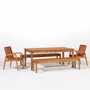 Ver imagem 2 de Conjunto com 2 Bancos, 2 cadeiras com braços e 1 Mesa 180cm Traço