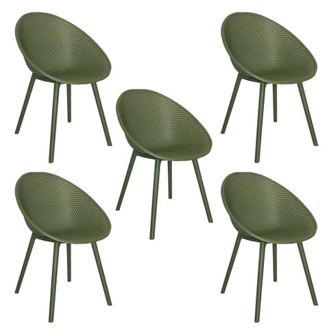 Kit 5 Cadeiras Área Externa de Pp Marina com Base Desmontável Verde G56 - Gran Belo