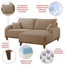 Ver imagem 7 de Sofá 2 Lugares com Chaise Lado Direito 185cm em Linho Mercúrio Bege