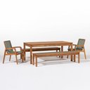 Ver imagem 2 de Conjunto 2 Bancos 2 Cadeiras 1 Mesa 180cm - Varanda Coberta/Área Gourmet Traço Verde/Stain Jatobá/Co