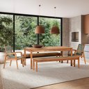 Ver imagem 1 de Conjunto 2 Bancos 2 Cadeiras 1 Mesa 180cm - Varanda Coberta/Área Gourmet Traço Verde/Stain Jatobá/Co