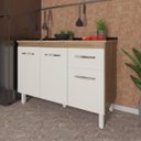 Ver imagem 2 de Balcão Armário Gabinete para Pia de Cozinha 118 Cm Aline 3 Portas e 1 Gaveta Savana Off White